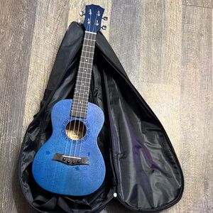 Blue Acoustic Ukulele with Case